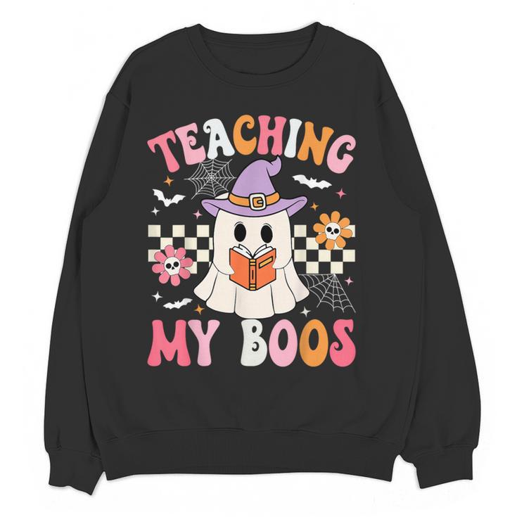 Groovy Teaching My Boos Teacher Ghost Halloween Teacher Women Crewneck Sweatshirt, novelty gifts, funny gifts Groovy Teaching My Boos Teacher Ghost Halloween Teacher Women Crewneck Sweatshirt, novelty gifts, funny gifts