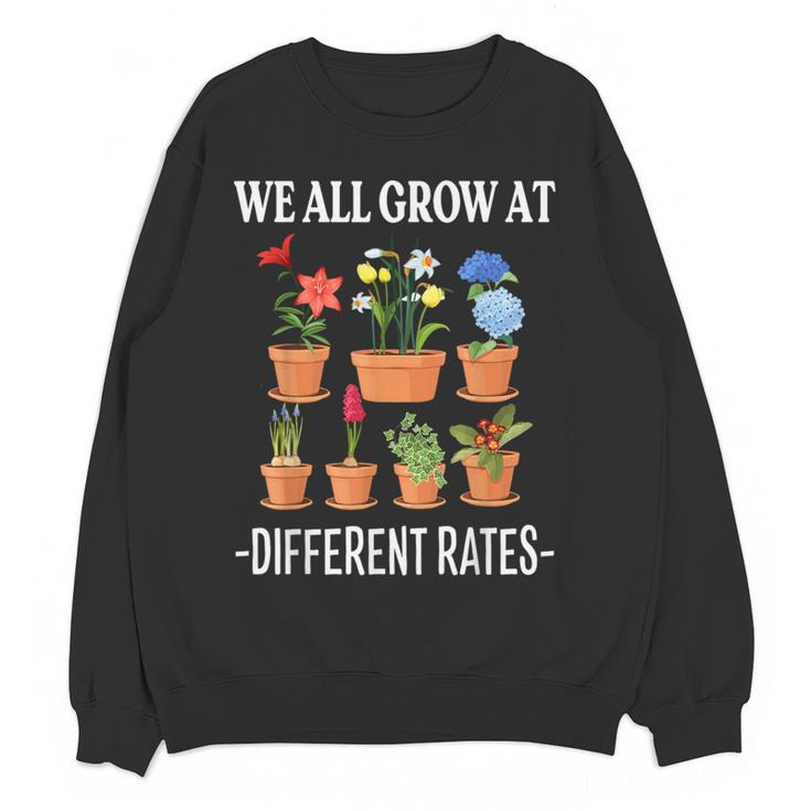We All Grow At Different Rates Back To School Teacher Women Crewneck Sweatshirt, novelty gifts, funny gifts