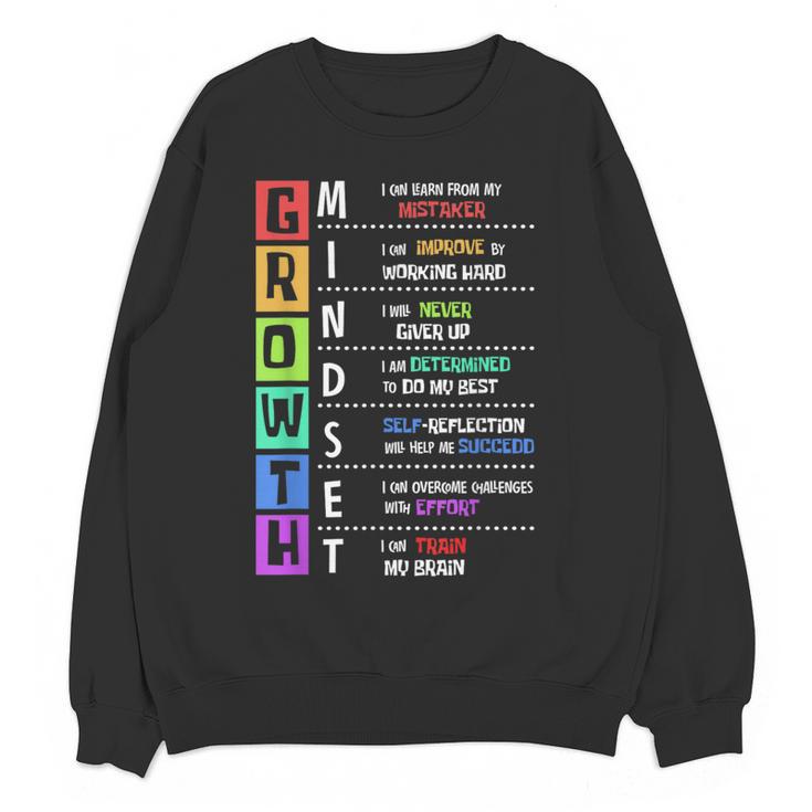 Growth Mindset Positive Motivational Classroom Teacher Learn Women Crewneck Sweatshirt, novelty gifts, funny gifts