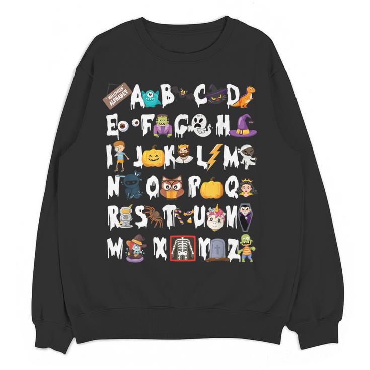 Halloween Alphabet ABCs Learning Kindergarten Teacher Men Women Kids Women Crewneck Sweatshirt, novelty gifts, funny gifts