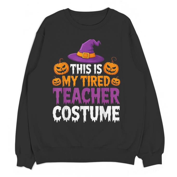 Halloween Costumes For Teachers Tired Teacher Costume Tee Women Crewneck Sweatshirt, novelty gifts, funny gifts