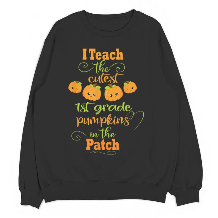 Halloween Cutest Pumpkins First Grade Teacher Women Crewneck Sweatshirt, novelty gifts, funny gifts Halloween Cutest Pumpkins First Grade Teacher Women Crewneck Sweatshirt, novelty gifts, funny gifts