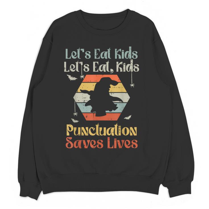 Halloween Lets Eat Kids English Teacher Costume Women Women Crewneck Sweatshirt, novelty gifts, funny gifts