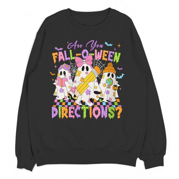 Halloween Floral Ghost Teacher Are You Falloween Directions Women Crewneck Sweatshirt, novelty gifts, funny gifts Halloween Floral Ghost Teacher Are You Falloween Directions Women Crewneck Sweatshirt, novelty gifts, funny gifts
