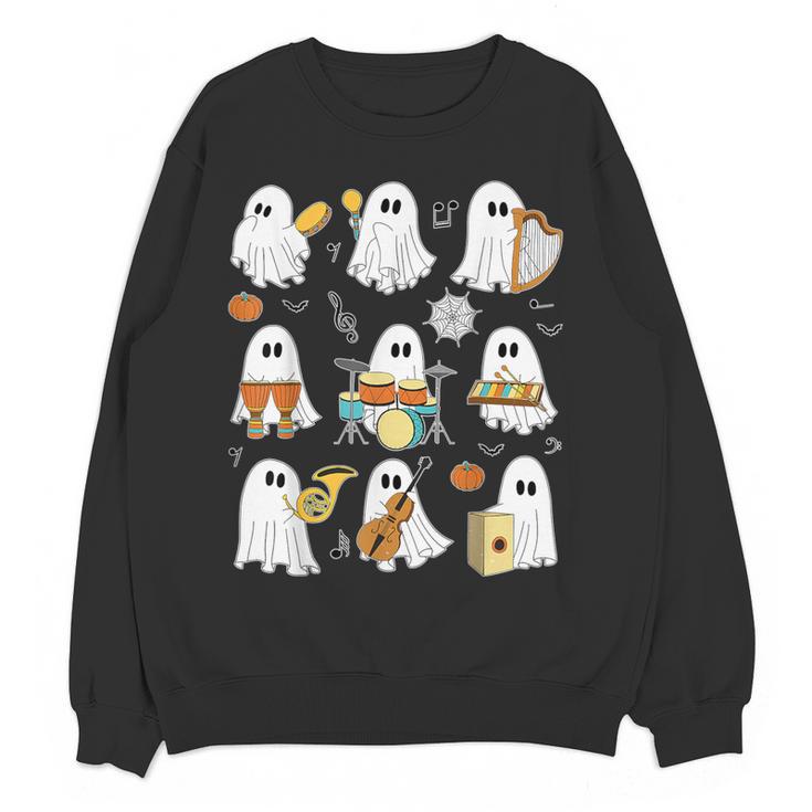 Halloween Ghost Music Teacher Playing Instruments Women Crewneck Sweatshirt, novelty gifts, funny gifts Halloween Ghost Music Teacher Playing Instruments Women Crewneck Sweatshirt, novelty gifts, funny gifts