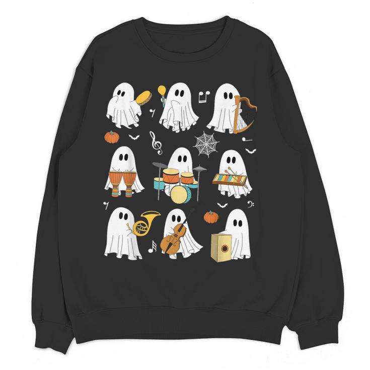 Halloween Ghost Playing Musical Instruments Music Teacher Women Crewneck Sweatshirt, novelty gifts, funny gifts Halloween Ghost Playing Musical Instruments Music Teacher Women Crewneck Sweatshirt, novelty gifts, funny gifts