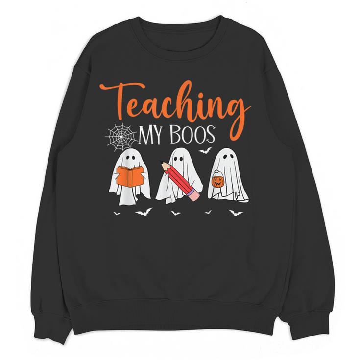 Halloween Ghost Teachers Teaching My Boos Costume Women Men Women Crewneck Sweatshirt, novelty gifts, funny gifts