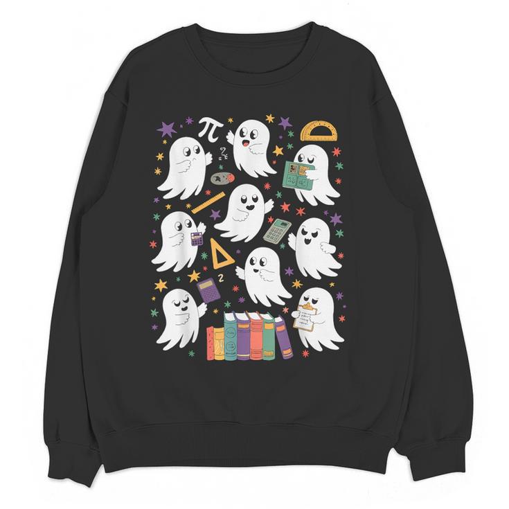 Halloween Math Teacher Ghost Math Teacher Spooky Halloween Women Crewneck Sweatshirt, novelty gifts, funny gifts
