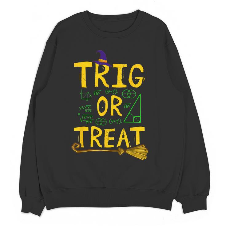 Halloween Math Teacher Trig Or Treat Student School College Women Crewneck Sweatshirt, novelty gifts, funny gifts