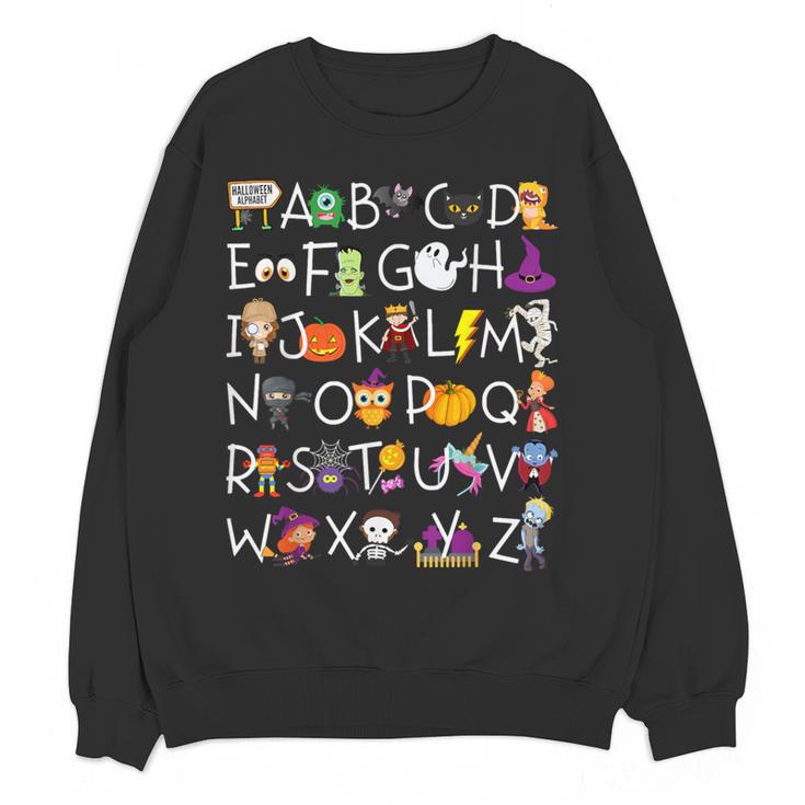 Halloween Nursery Teacher Shirt Halloween Alphabet Women Crewneck Sweatshirt, novelty gifts, funny gifts
