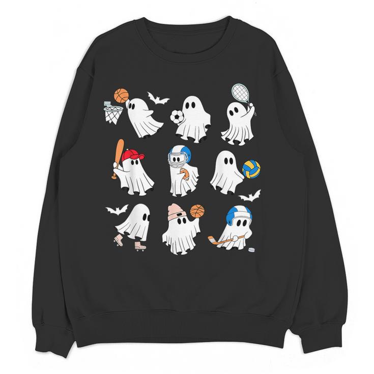 Halloween PE Teacher Ghost Playing Soccer Football Baseball Women Crewneck Sweatshirt, novelty gifts, funny gifts Halloween PE Teacher Ghost Playing Soccer Football Baseball Women Crewneck Sweatshirt, novelty gifts, funny gifts