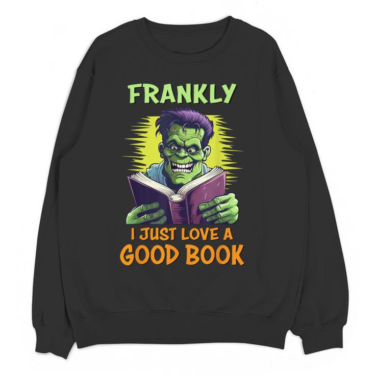 Halloween Teacher Librarian Frankenstein Reading Books Women Crewneck Sweatshirt, novelty gifts, funny gifts