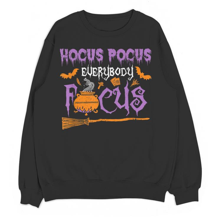 Halloween Teacher Or Student Hocus Pocus Everybody Focus For Men Women Kids Women Crewneck Sweatshirt, novelty gifts, funny gifts Halloween Teacher Or Student Hocus Pocus Everybody Focus For Men Women Kids Women Crewneck Sweatshirt, novelty gifts, funny gifts