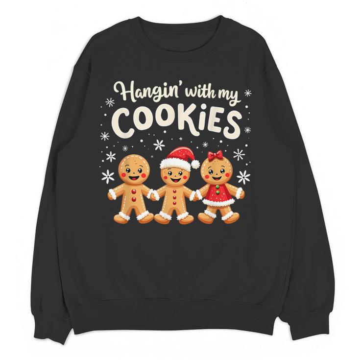 Hangin With My Cookies Gingerbread Christmas Teacher Women Crewneck Sweatshirt, novelty gifts, funny gifts Hangin With My Cookies Gingerbread Christmas Teacher Women Crewneck Sweatshirt, novelty gifts, funny gifts