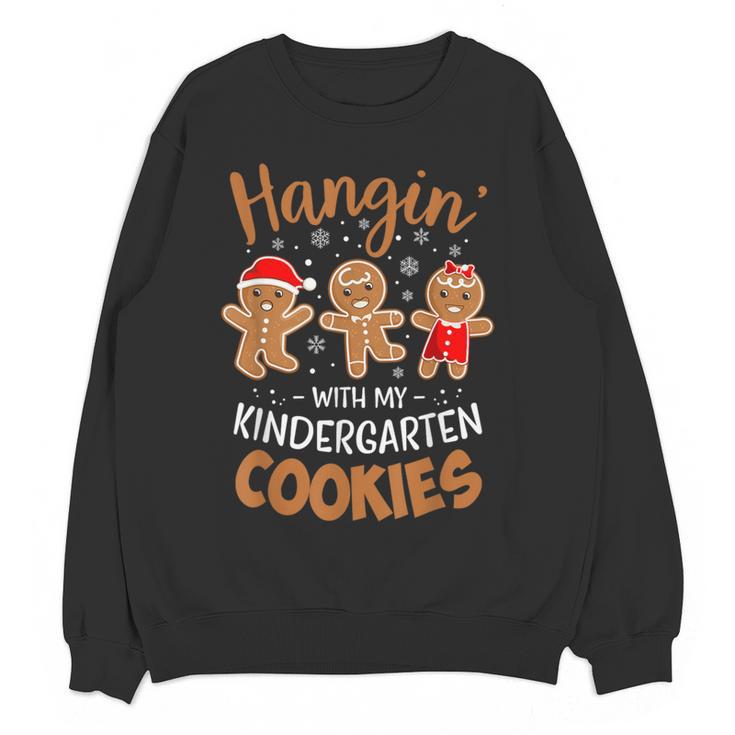 Hangin My Kindergarten Cookie Gingerbread Christmas Teacher For Men Women Kids Women Crewneck Sweatshirt, novelty gifts, funny gifts Hangin My Kindergarten Cookie Gingerbread Christmas Teacher For Men Women Kids Women Crewneck Sweatshirt, novelty gifts, funny gifts