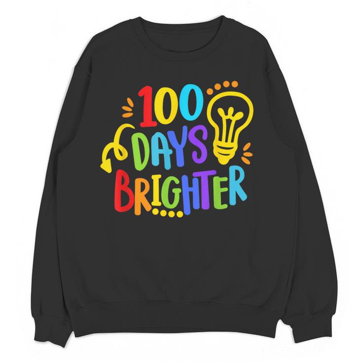 Happy 100th Day Of School 100 Days Brighter Girls Teacher Women Crewneck Sweatshirt, novelty gifts, funny gifts