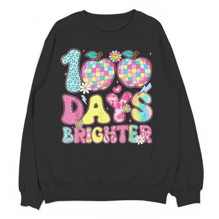 Happy 100th Day Of School 100 Days Brighter Teachers Kids Women Crewneck Sweatshirt, novelty gifts, funny gifts Happy 100th Day Of School 100 Days Brighter Teachers Kids Women Crewneck Sweatshirt, novelty gifts, funny gifts