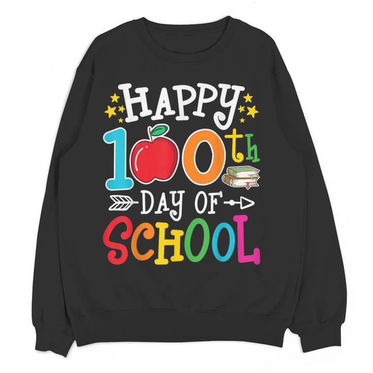 Happy 100th Day Of School Teachers 100 Days Of School Kids Women Crewneck Sweatshirt, novelty gifts, funny gifts