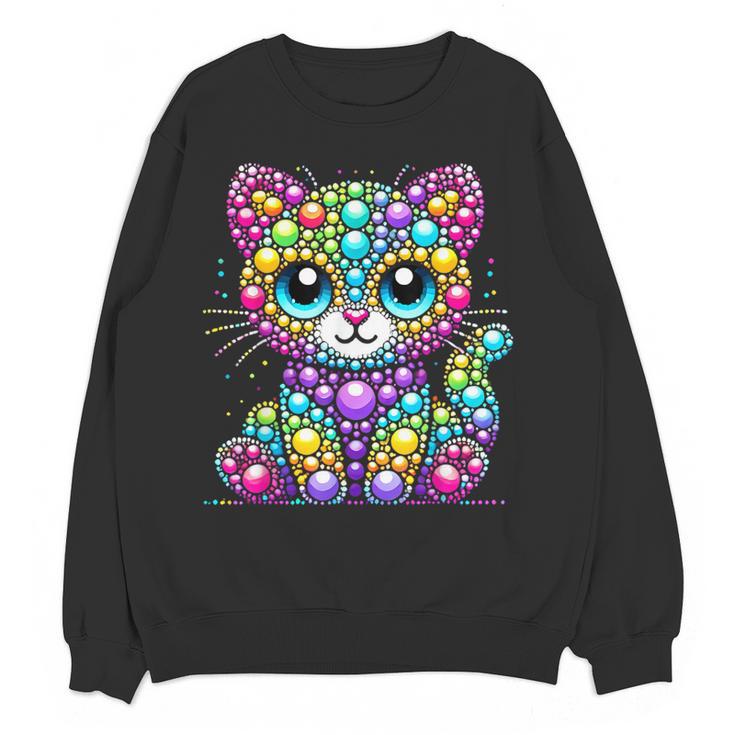 Happy Dot Day Colorful Polka Dot Cat Kitten Teachers Kids Women Crewneck Sweatshirt, novelty gifts, funny gifts