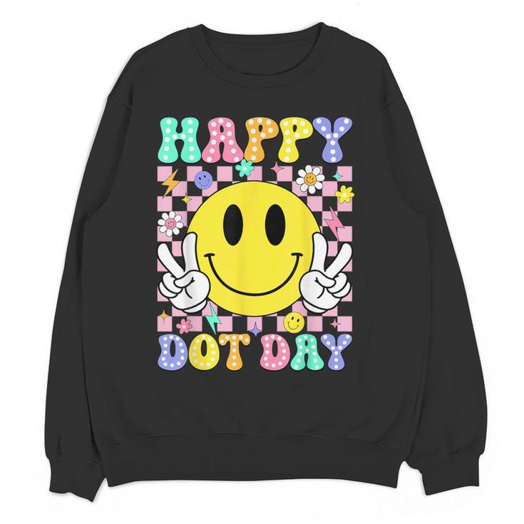 Happy Dot Day Shirts Teacher Student Girls Kids Smile Face Women Crewneck Sweatshirt, novelty gifts, funny gifts