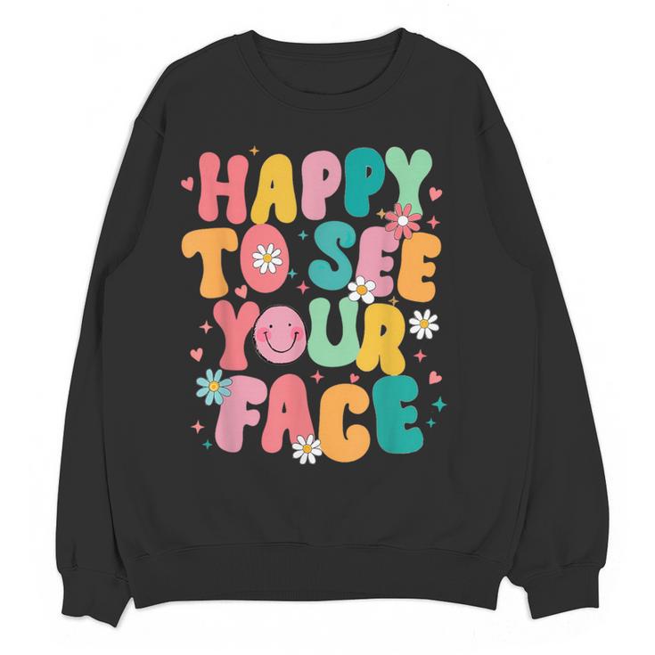Happy To See Your Face Teacher Disco Ball Back To School Women Crewneck Sweatshirt, novelty gifts, funny gifts Happy To See Your Face Teacher Disco Ball Back To School Women Crewneck Sweatshirt, novelty gifts, funny gifts