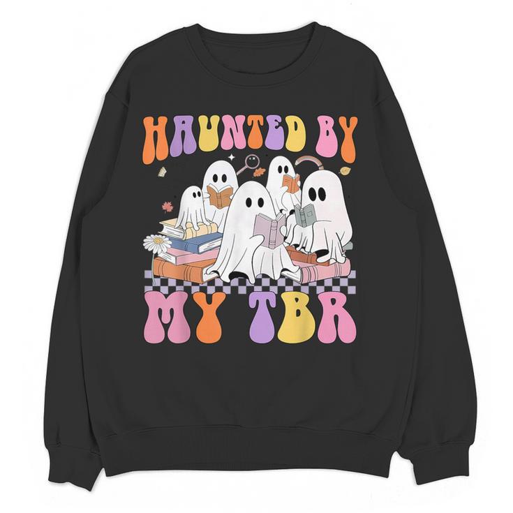 Haunted By My TBR Cute Ghosts Book Reading Teacher Halloween Women Crewneck Sweatshirt, novelty gifts, funny gifts Haunted By My TBR Cute Ghosts Book Reading Teacher Halloween Women Crewneck Sweatshirt, novelty gifts, funny gifts