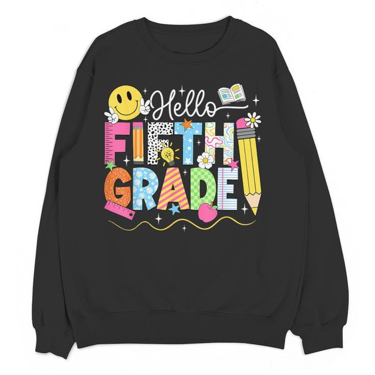Hello Fifth Grade Team 5th Grade Back To School Teacher Kids Women Crewneck Sweatshirt, novelty gifts, funny gifts