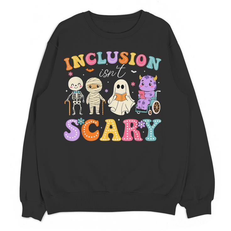 Inclusion Isn't Scary Ghost Halloween SLP Sped Teacher Women Crewneck Sweatshirt, novelty gifts, funny gifts Inclusion Isn't Scary Ghost Halloween SLP Sped Teacher Women Crewneck Sweatshirt, novelty gifts, funny gifts
