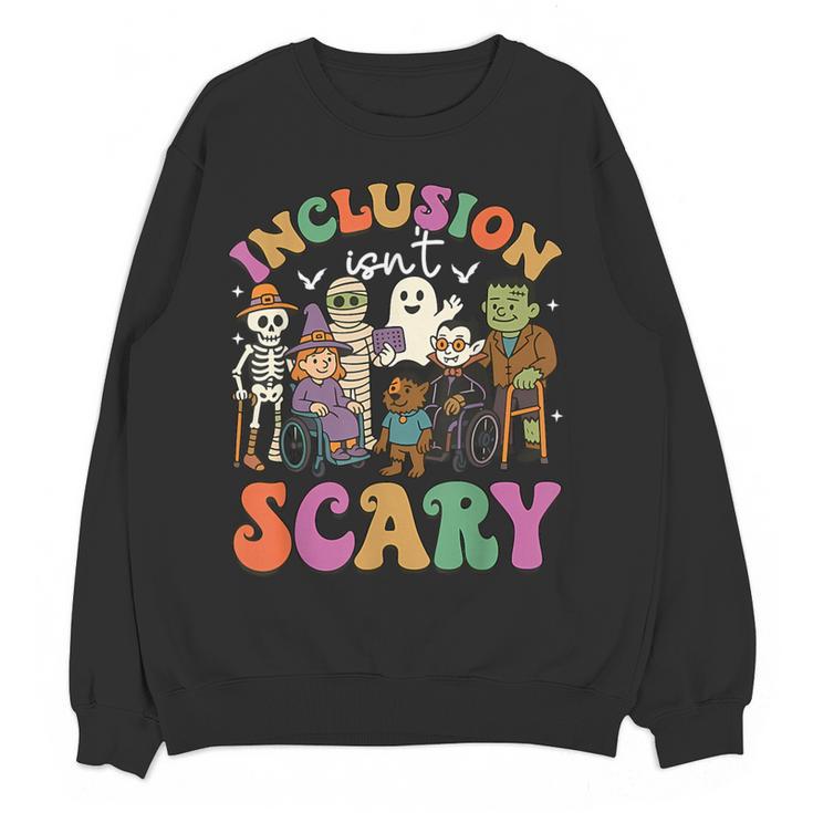 Inclusion Isn't Scary Ghost Mummy Halloween SLP Sped Teacher Women Crewneck Sweatshirt, novelty gifts, funny gifts