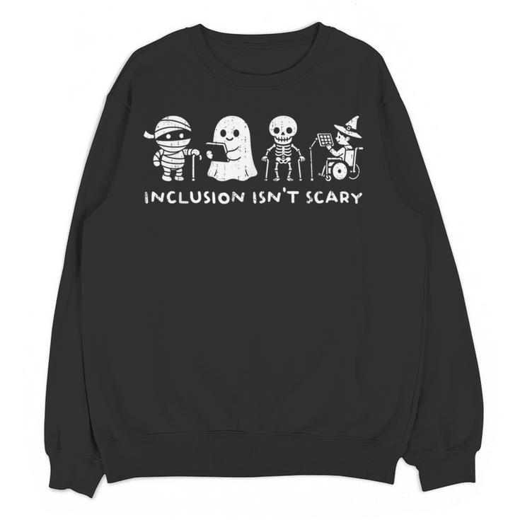 Inclusion Isn't Scary SLP Halloween Ghost Mummy Sped Teacher Women Crewneck Sweatshirt, novelty gifts, funny gifts