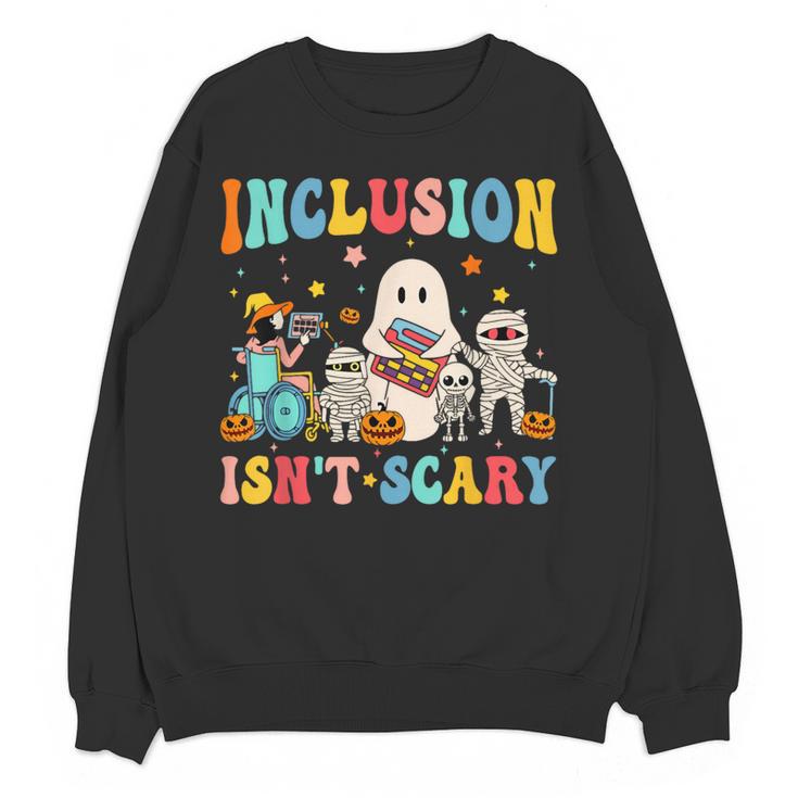Inclusion Isn't Scary SLP Halloween Sped Teacher Therapy Women Crewneck Sweatshirt, novelty gifts, funny gifts Inclusion Isn't Scary SLP Halloween Sped Teacher Therapy Women Crewneck Sweatshirt, novelty gifts, funny gifts