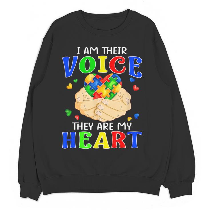 I Am Their Voice They Are My Heart Autism Awareness Teacher Women Crewneck Sweatshirt, novelty gifts, funny gifts I Am Their Voice They Are My Heart Autism Awareness Teacher Women Crewneck Sweatshirt, novelty gifts, funny gifts