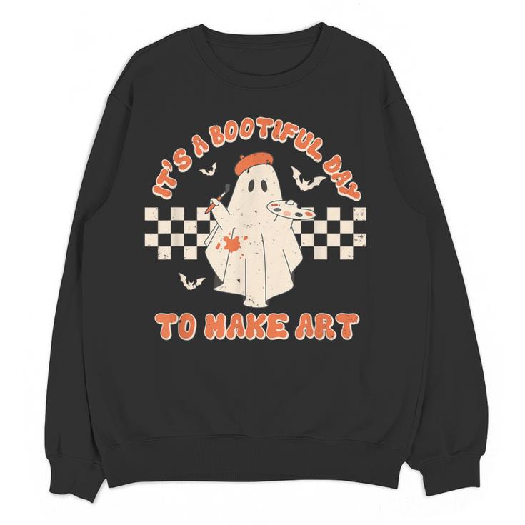 It's A Bootiful Day To Make Art Halloween Art Teacher Women Crewneck Sweatshirt, novelty gifts, funny gifts