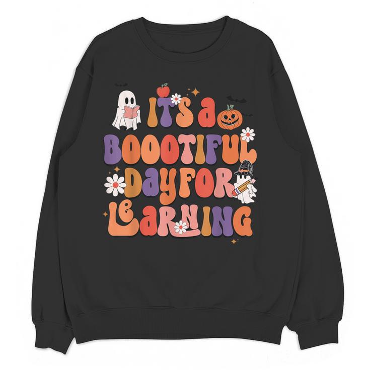 It's A Bootiful Day For Learning Cute Teacher Halloween Women Crewneck Sweatshirt, novelty gifts, funny gifts It's A Bootiful Day For Learning Cute Teacher Halloween Women Crewneck Sweatshirt, novelty gifts, funny gifts