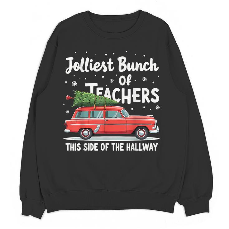 Jolliest Bunch Of Teachers This Side Of The Hallway Xmas PJ Women Crewneck Sweatshirt, novelty gifts, funny gifts