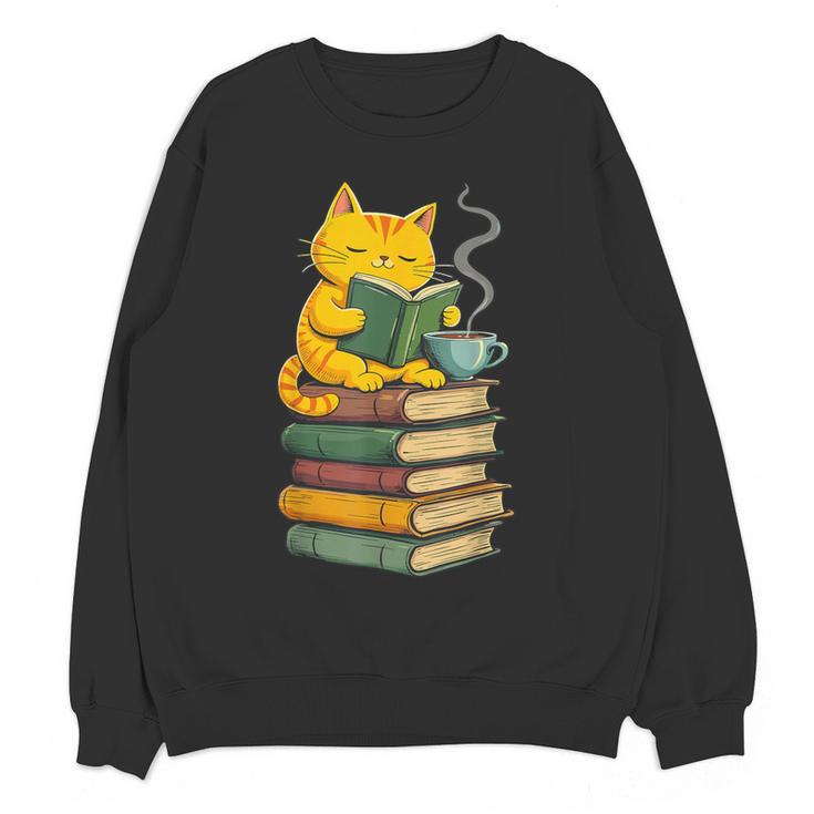 Kawaii Cats Lover Coffee Books Teacher Librarian Cat Women Crewneck Sweatshirt, novelty gifts, funny gifts Kawaii Cats Lover Coffee Books Teacher Librarian Cat Women Crewneck Sweatshirt, novelty gifts, funny gifts