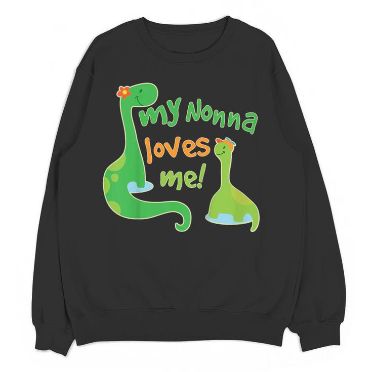 Kids My Nonna Loves Me Dinosaur Grandson Women Crewneck Sweatshirt, novelty gifts, funny gifts
