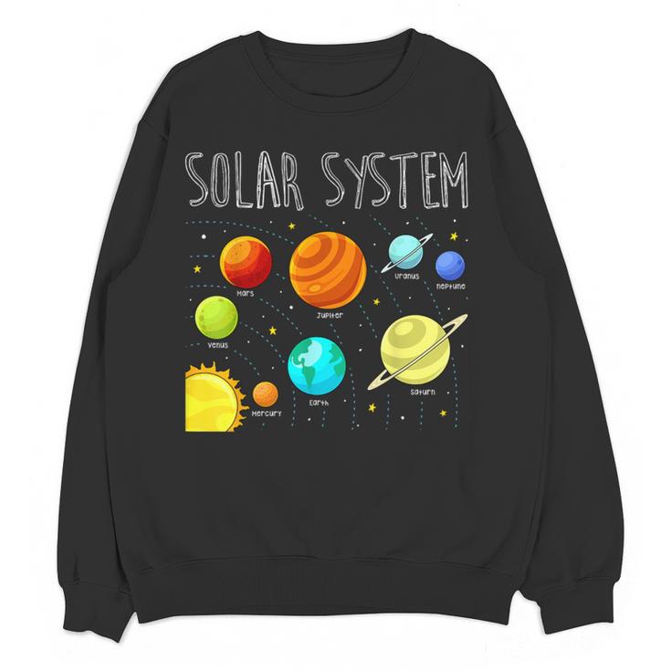 Kids Solar Systems Cute Planets Space Science Teacher School Women Crewneck Sweatshirt, novelty gifts, funny gifts