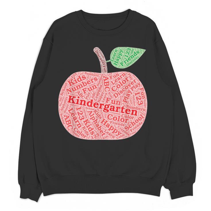 Kindergarten Apple Word Art For Teachers & Students Women Crewneck Sweatshirt, novelty gifts, funny gifts