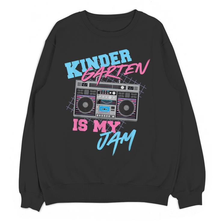 Kindergarten Is My Jam Vintage 80s Boombox Teacher Student Women Crewneck Sweatshirt, novelty gifts, funny gifts Kindergarten Is My Jam Vintage 80s Boombox Teacher Student Women Crewneck Sweatshirt, novelty gifts, funny gifts