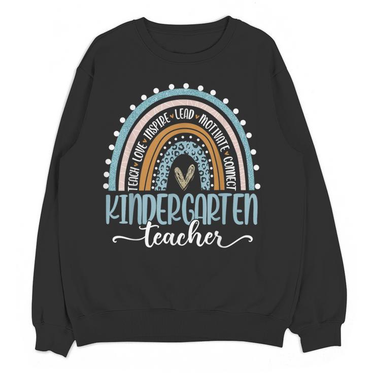 Kindergarten Teacher Leopard Boho Rainbow Back To School Women Crewneck Sweatshirt, novelty gifts, funny gifts Kindergarten Teacher Leopard Boho Rainbow Back To School Women Crewneck Sweatshirt, novelty gifts, funny gifts