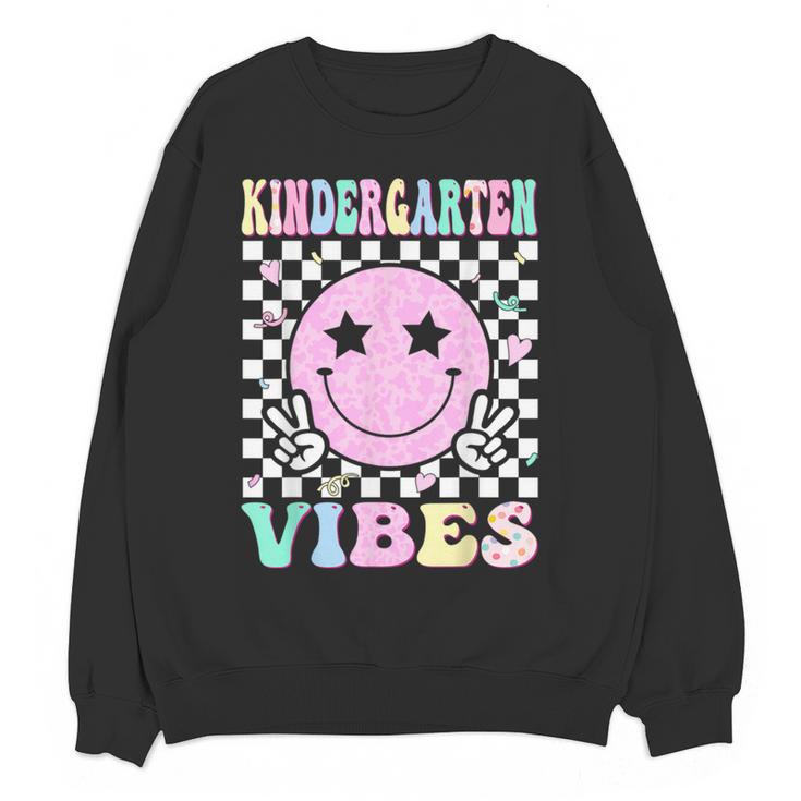 Kindergarten Vibes First Day Of School Kindergarten Teacher Women Crewneck Sweatshirt, novelty gifts, funny gifts Kindergarten Vibes First Day Of School Kindergarten Teacher Women Crewneck Sweatshirt, novelty gifts, funny gifts