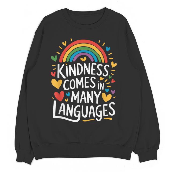 Kindness Comes In Many Languages ESL English Teacher Women Crewneck Sweatshirt, novelty gifts, funny gifts