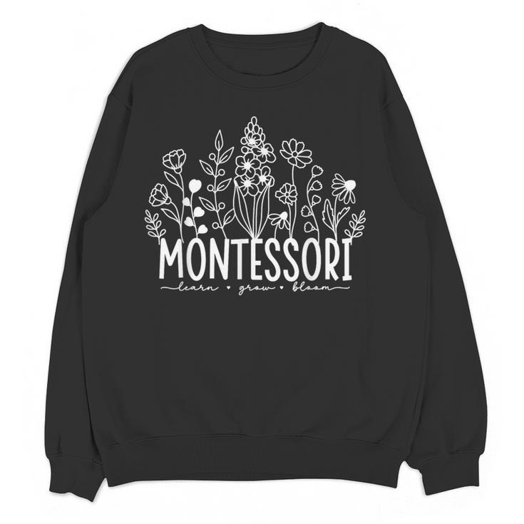Learn Grow Bloom Wildflowers Appreciation Montessori Teacher Women Crewneck Sweatshirt, novelty gifts, funny gifts Learn Grow Bloom Wildflowers Appreciation Montessori Teacher Women Crewneck Sweatshirt, novelty gifts, funny gifts