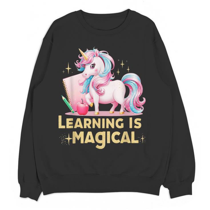 LEARNING IS MAGICAL TEACHER UNICORN BACK TO SCHOOL UNICORN Women Crewneck Sweatshirt, novelty gifts, funny gifts LEARNING IS MAGICAL TEACHER UNICORN BACK TO SCHOOL UNICORN Women Crewneck Sweatshirt, novelty gifts, funny gifts
