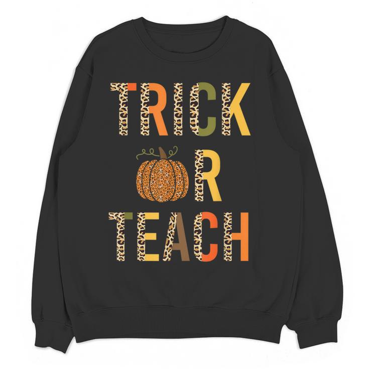 Leopard Trick Or Teach Halloween Teacher Costume Women Women Crewneck Sweatshirt, novelty gifts, funny gifts Leopard Trick Or Teach Halloween Teacher Costume Women Women Crewneck Sweatshirt, novelty gifts, funny gifts
