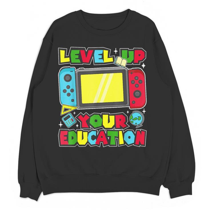 Level Up Your Education Gaming Inspired Teacher Gamers Women Crewneck Sweatshirt, novelty gifts, funny gifts Level Up Your Education Gaming Inspired Teacher Gamers Women Crewneck Sweatshirt, novelty gifts, funny gifts