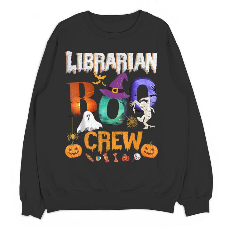Librarian Boo Crew Teacher Student Halloween Costume Women Crewneck Sweatshirt, novelty gifts, funny gifts