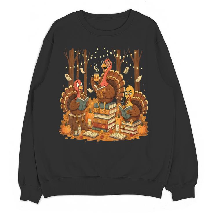 Librarian Turkey Reading Book Fall Thanksgiving Teacher Women Crewneck Sweatshirt, novelty gifts, funny gifts Librarian Turkey Reading Book Fall Thanksgiving Teacher Women Crewneck Sweatshirt, novelty gifts, funny gifts