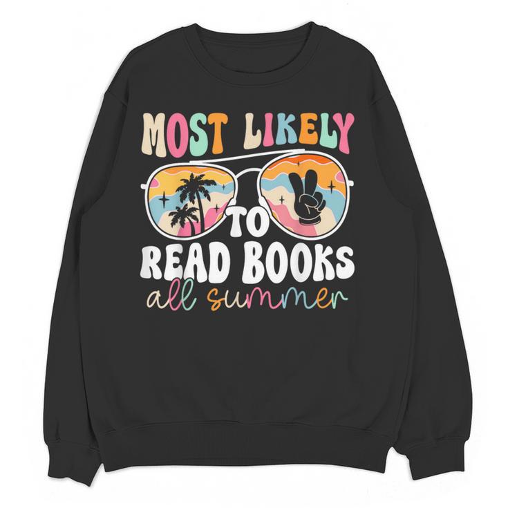 Most Likely To Read Books All Summer Teacher Student Women Crewneck Sweatshirt, novelty gifts, funny gifts Most Likely To Read Books All Summer Teacher Student Women Crewneck Sweatshirt, novelty gifts, funny gifts